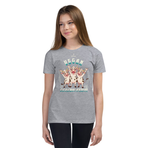 Funny Shirts for Kids. "Vegan Celebration" Youth Short Sleeve T-Shirt - Image 9