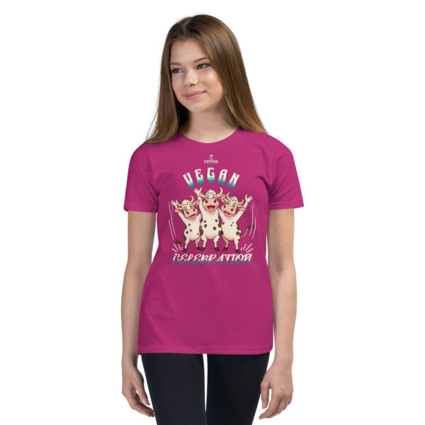 Funny Shirts for Kids. "Vegan Celebration" Youth Short Sleeve T-Shirt - Image 7
