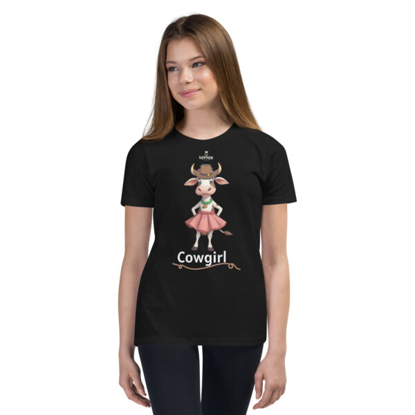 Funny Shirts for Kids. "Cow Girl" Youth Short Sleeve T-Shirt - Image 2