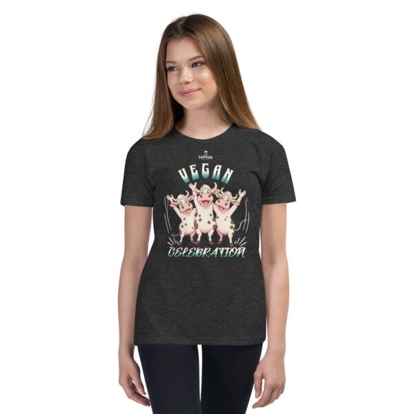 Funny Shirts for Kids. "Vegan Celebration" Youth Short Sleeve T-Shirt - Image 5