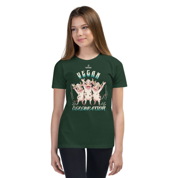 Funny Shirts for Kids. "Vegan Celebration" Youth Short Sleeve T-Shirt - Image 4