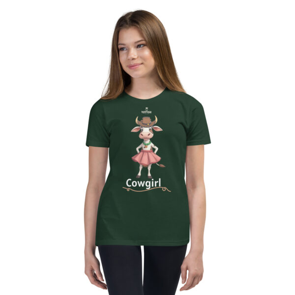 Funny Shirts for Kids. "Cow Girl" Youth Short Sleeve T-Shirt - Image 4