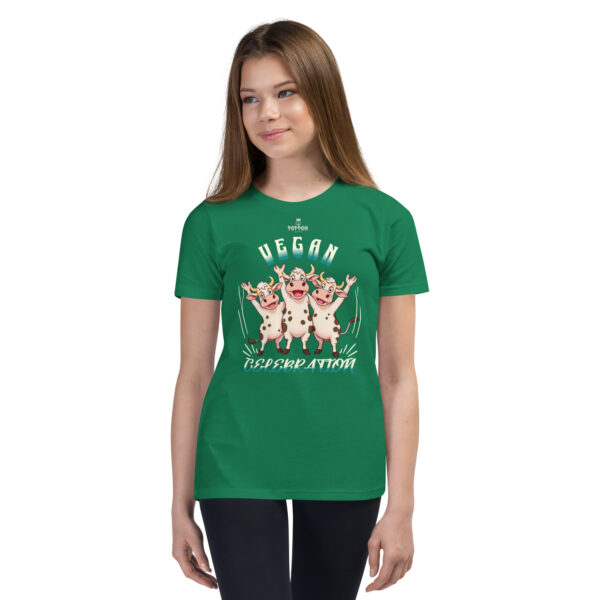 Funny Shirts for Kids. "Vegan Celebration" Youth Short Sleeve T-Shirt - Image 8
