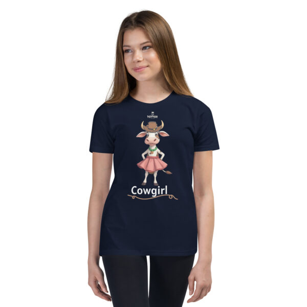 Funny Shirts for Kids. "Cow Girl" Youth Short Sleeve T-Shirt - Image 3